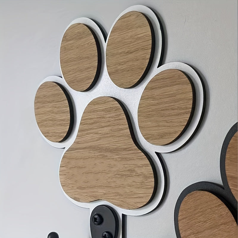 Gancho de parede de madeira com patas – Decoração artesanal chique para lares que amam animais de estimação