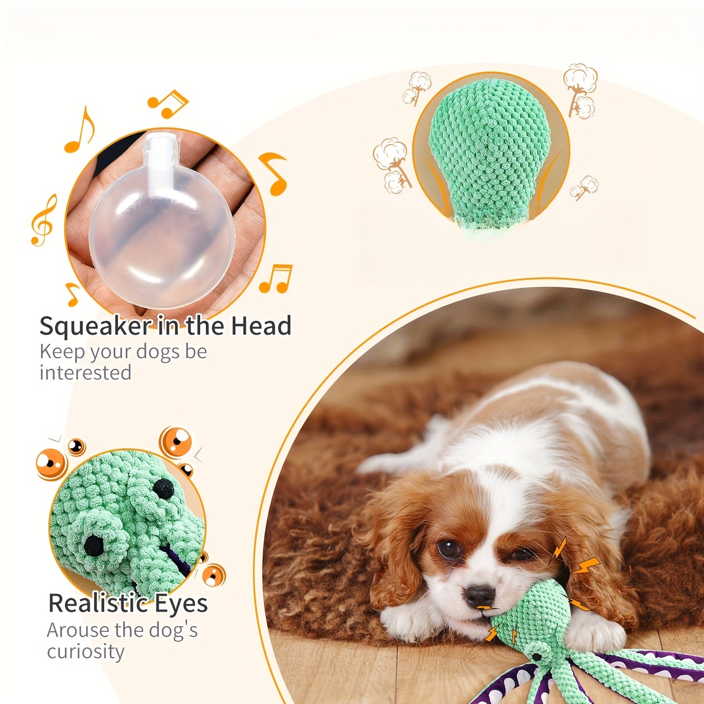 Polvo Interativo para Cães – Pelúcia Resistente com Ventosas Divertidas