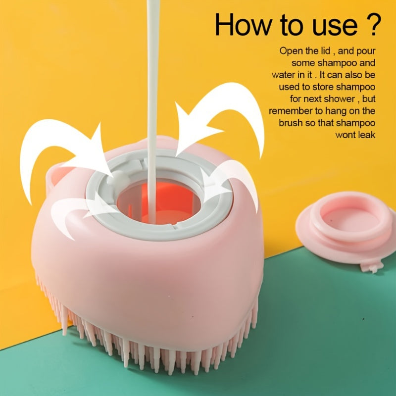 Escova de banho de silicone para animais de estimação – massageie, limpe e dispense xampu em uma etapa fácil