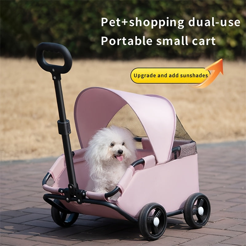 Carrinho Pet Dobrável e Leve p/ Cães e Gatos