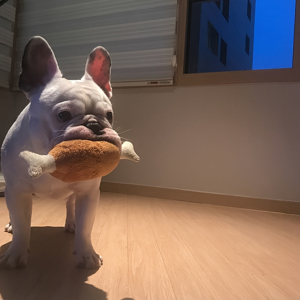 Brinquedo Interativo Coxa de Frango para Cães – Mordedor Resistente e Anti-Ansiedade