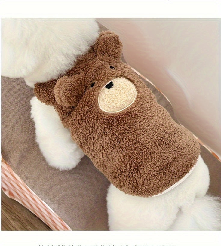 Suéter de pelúcia em formato de urso para cachorro – macio, quente e adoravelmente aconchegante para raças pequenas!