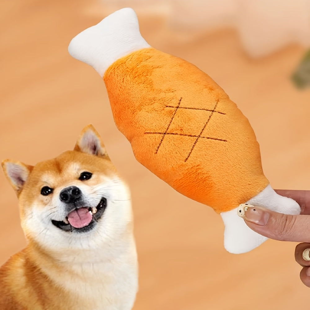 Brinquedo Interativo Coxa de Frango para Cães – Mordedor Resistente e Anti-Ansiedade