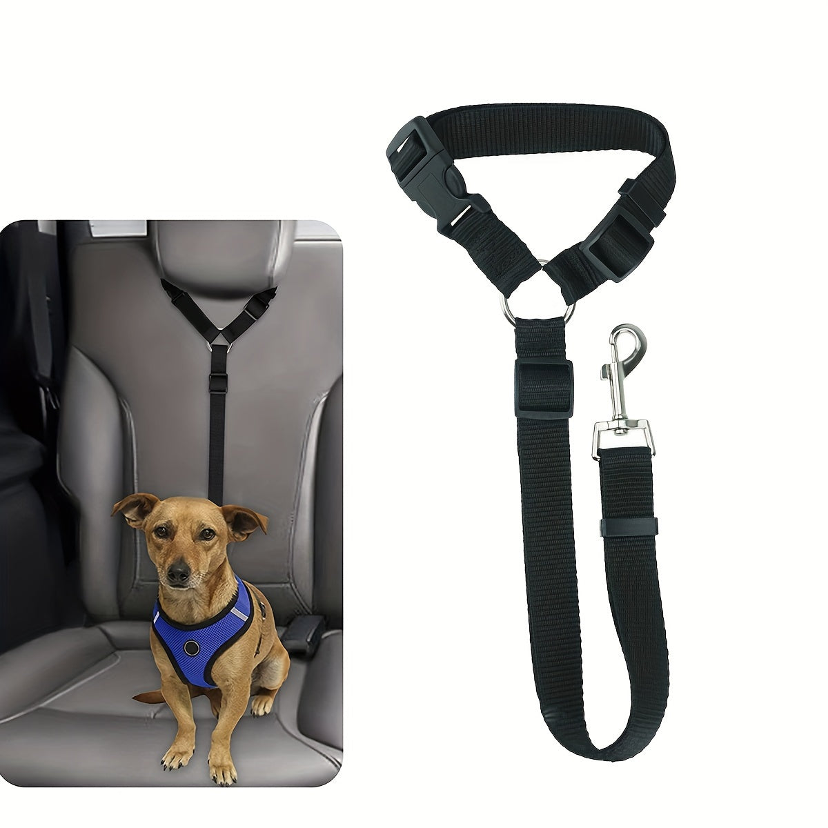 Cinto de segurança para cães – Amarração de segurança ajustável para viagens seguras