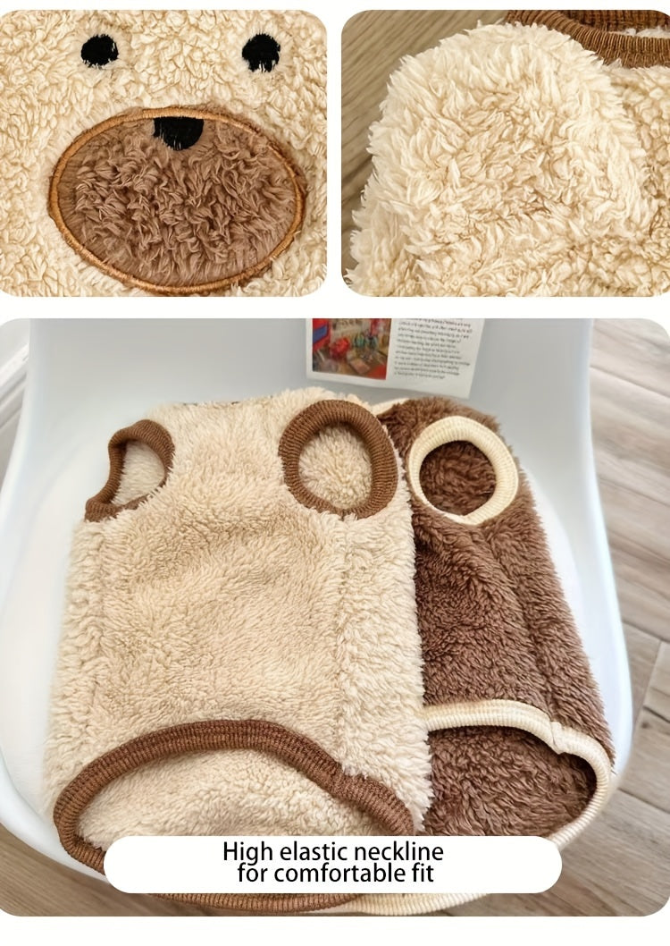 Suéter de pelúcia em formato de urso para cachorro – macio, quente e adoravelmente aconchegante para raças pequenas!