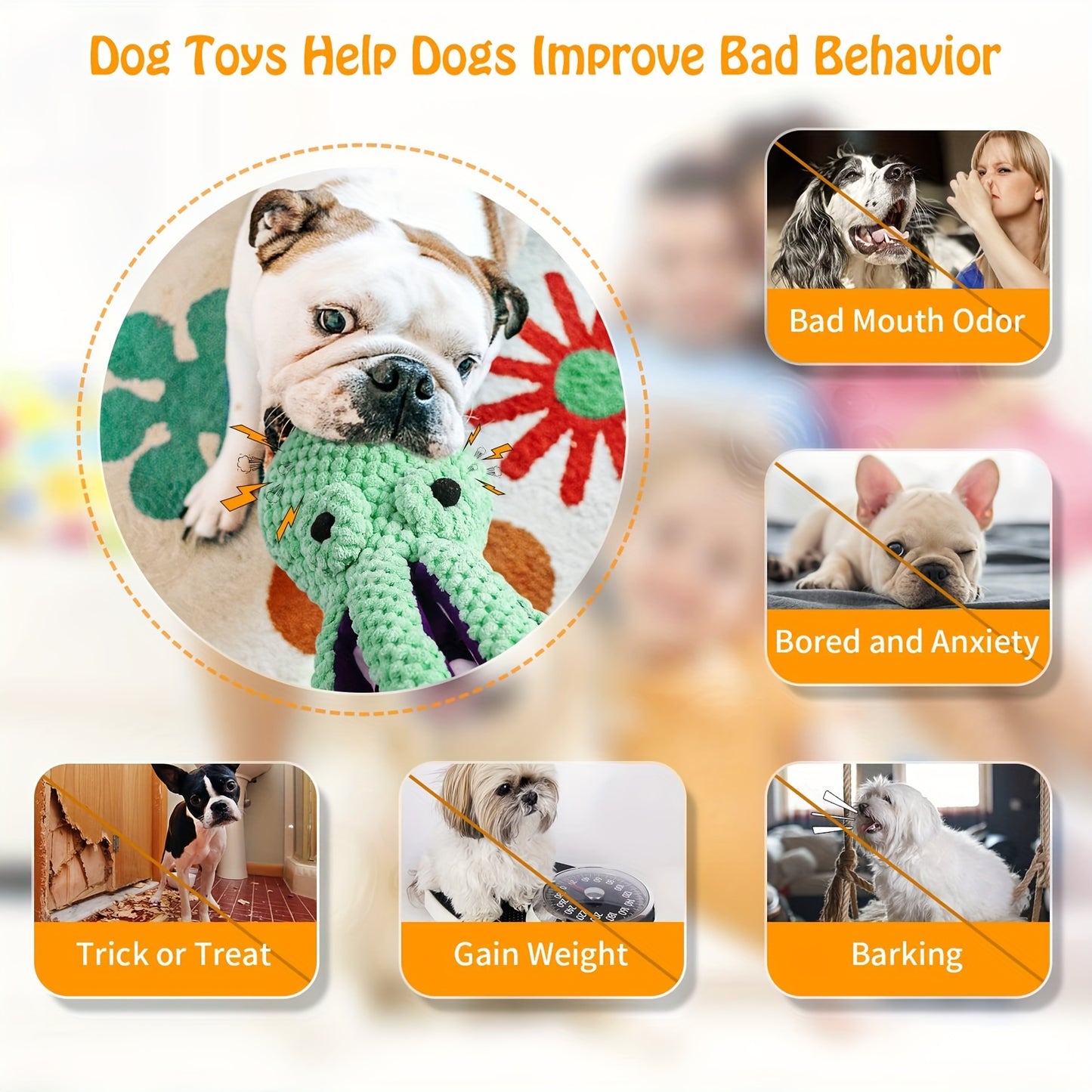 Polvo Interativo para Cães – Pelúcia Resistente com Ventosas Divertidas
