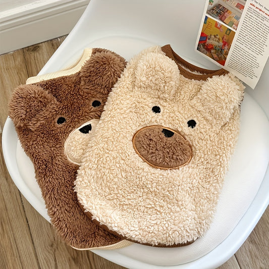 Suéter de pelúcia em formato de urso para cachorro – macio, quente e adoravelmente aconchegante para raças pequenas!