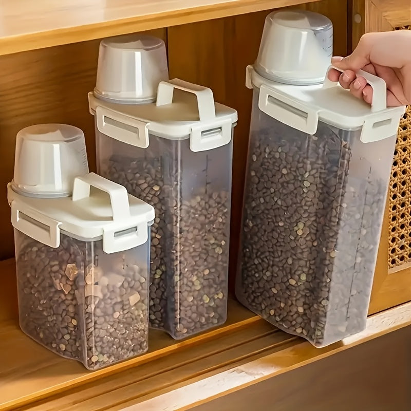 Recipiente transparente para alimentos secos, design fácil de despejar, adequada para alimentação precisa