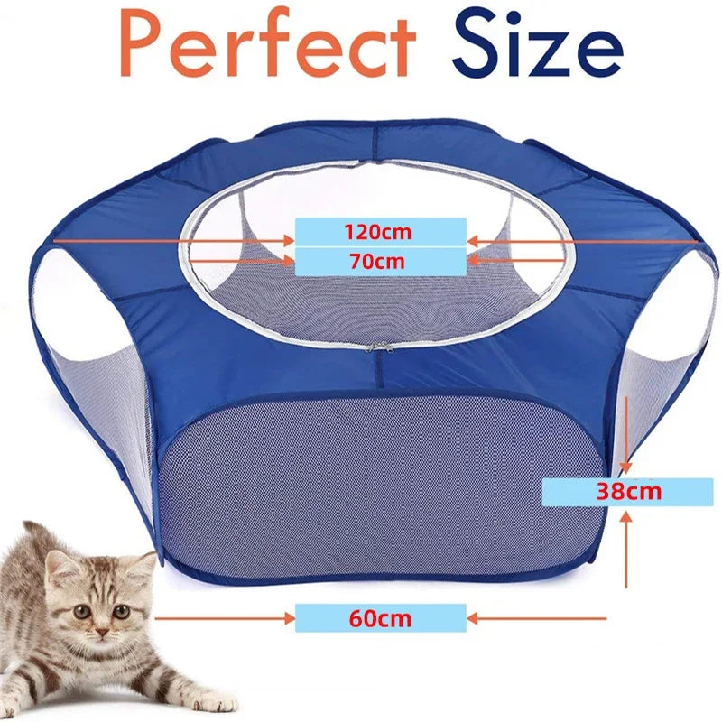 Cercado Portátil Transparente para Pets – Ideal para Cães, Gatos e Pequenos Animais