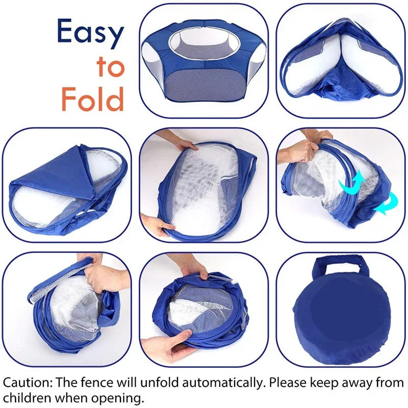 Cercado Portátil Transparente para Pets – Ideal para Cães, Gatos e Pequenos Animais
