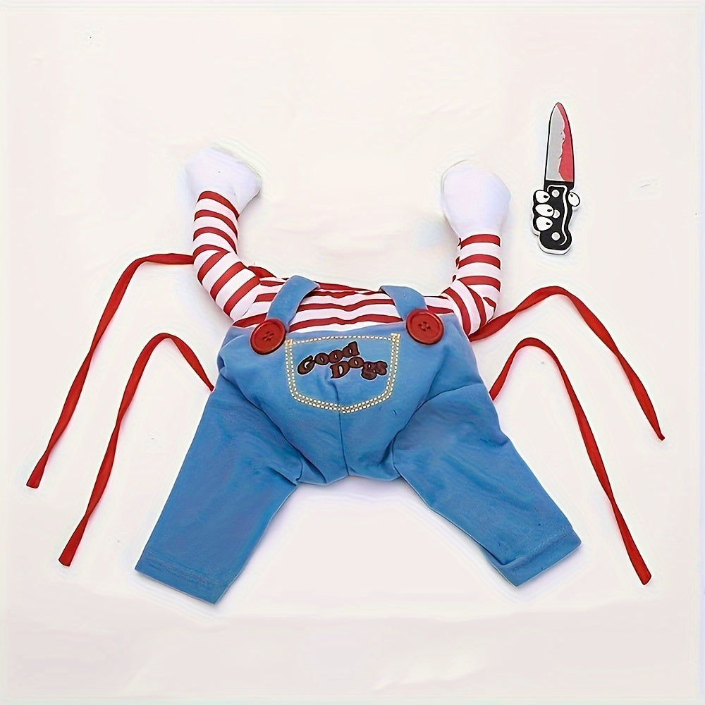 Fantasia engraçada de "Chuckie, o boneco assassino" para animais de estimação – Quente, ajustável e perfeita para risadas no Halloween!