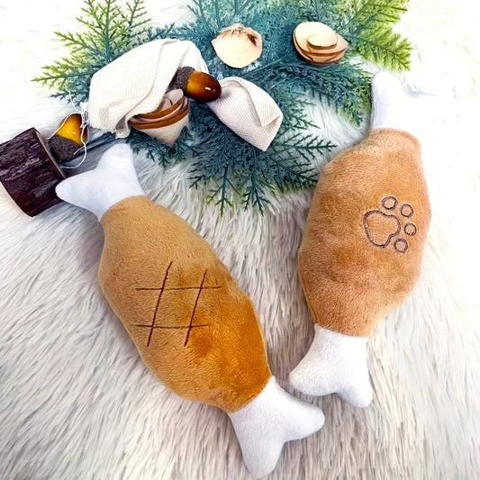 Brinquedo Interativo Coxa de Frango para Cães – Mordedor Resistente e Anti-Ansiedade